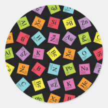 Elementary Periodic (Dark) Round Stickers