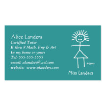 Elementary Tutor Teacher Business Card Custom