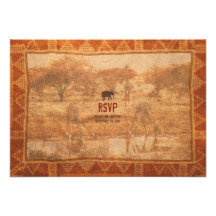 Elephant African Safari Wedding RSVP Reply Card Personalized Invite