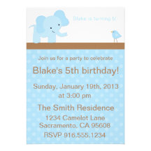 Elephant and Bird Party Invitation