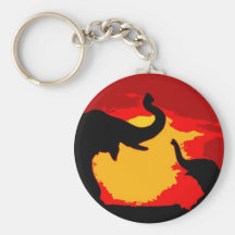 Elephant, Baby Elephant & Sunset Key Chain