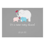 Elephant Baby Shower Twins Boy Girl Personalized Announcements