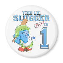 Elephant Baseball 1st Birthday Refrigerator Magnets