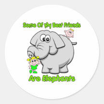 Elephant Best Friends Round Sticker