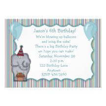 Elephant Cupcake Birthday Invitation