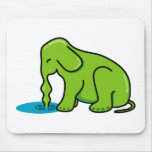 Elephant Drinking (Green) mousepads