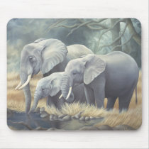 "Elephant Family" Mousemat Mouse Pad