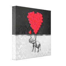 Elephant & heart balloons canvas print
