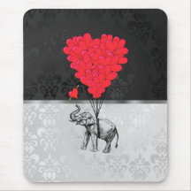 Elephant & heart balloons mousepad