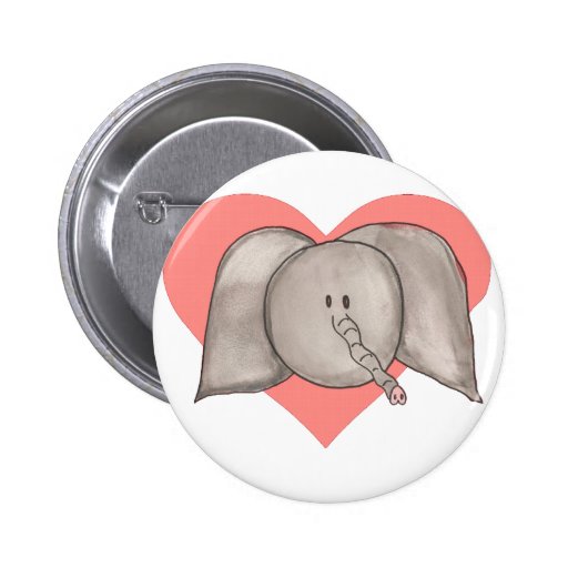 Elephant heart pinback buttons