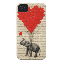 Elephant holding heart balloons iphone 4 case-mate case