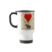 Elephant holding heart shaped balloons coffee mugs