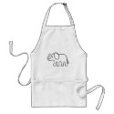 Elephant in Black and White Sketch aprons