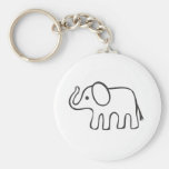 Elephant in Black and White Sketch Key Chain