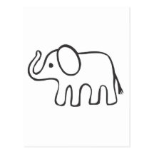 Elephant in Black and White Sketch Post Card