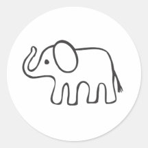 Elephant in Black and White Sketch Stickers
