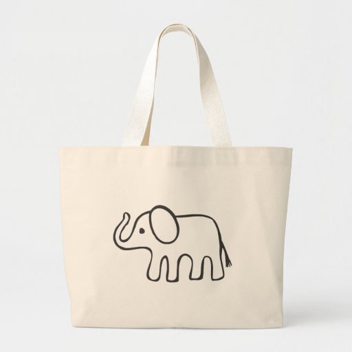 Elephant in Black and White Sketch Tote Bags