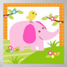 Elephant Jungle Animal Nursery Wall Art Print