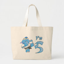 Elephant Karate 5th Birthday Canvas Bags