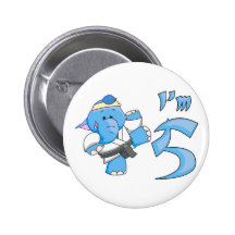 Elephant Karate 5th Birthday Pin