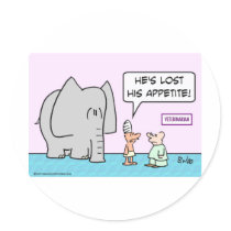 elephant lost appetite veterinarian round sticker