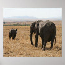 elephant mother child posters