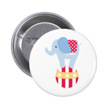 Elephant on Circus Ball Button
