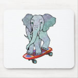 Elephant on Skateboard Mouse Pad