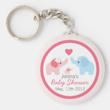 Elephant Parents and Baby Shower Key Chain
