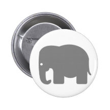 Elephant Silhouette Button