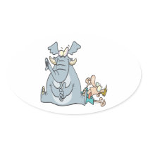 elephant sitting on my chest oval stickers