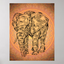 "Elephant Spirit" - version2, surreal totem animal Print