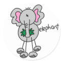Elephant Stick Figure Stickers Sticker