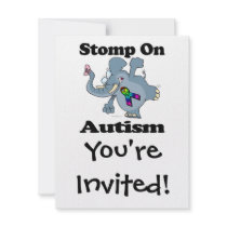 Elephant Stomp On Autism Awareness Design Invite