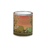 Elephant Sunset Coffee Mugs