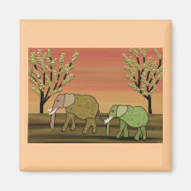 Elephant Sunset Magnet
