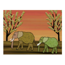 Elephant Sunset Postcards