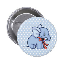 Elephant Toy Blue Pinback Button