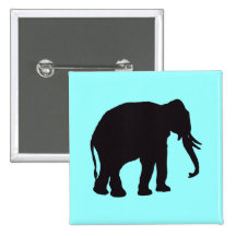 Elephant Vintage Wood Engraving Pinback Button