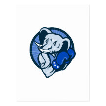 Elephant With Boxing Gloves Democrat Mascot Post Cards