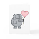 Elephant with Heart Balloon Greeting Card