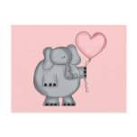 Elephant with Heart Balloon Postcard