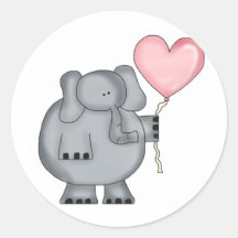 Elephant with Heart Balloon Stickers