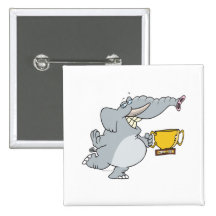 elephant with winner trophy cartoon buttons