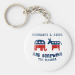 Elephants and Asses are screwing the masses - Fade Key Chains