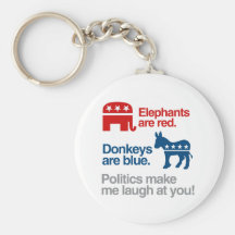 ELEPHANTS ARE RED. DONKEYS ARE BLUE. POLITICS MAKE KEYCHAIN