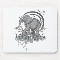 Elephants in Grey Mouse Pads