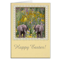 Elephants love to garden. greeting cards