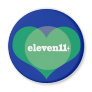 eleven11+ blue_green heart design fridge magnet