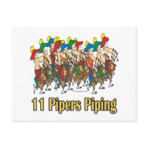 eleven pipers piping  11th day of christmas post cards